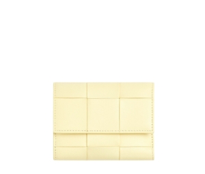 Buy Bottega Veneta Cassette Tri-Fold Zip Wallet In Lambskin With Gold Finish Hardware Chamomile at Sasom – Authentic and Ready to Ship