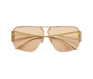 Bottega Veneta Classic Aviator Sunglasses In Gold Metal Frame With Yellow Lens