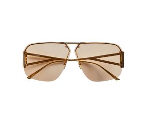 Bottega Veneta Classic Aviator Sunglasses In Gold Metal Frame With Brown Lens