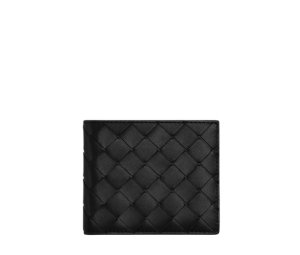 Bottega Veneta Intrecciato Bi-Fold Wallet In Calfskin Leather With Eight Card Slots-Two Bill Compartments Black (8 Cards)