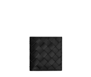 Bottega Veneta Intrecciato Slim Bi-Fold Wallet In Calfskin Leather Black