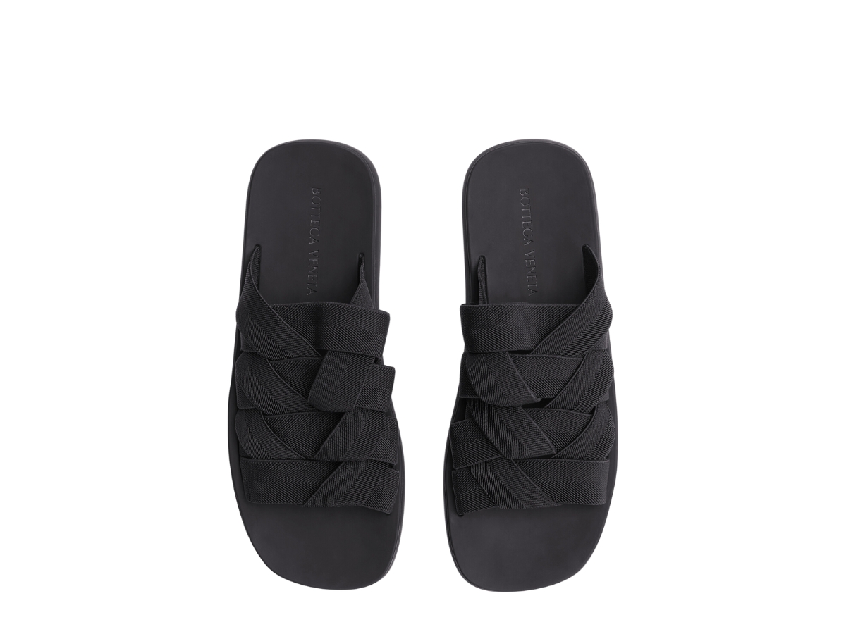 Bottega Veneta Plat Mule Black★ 関税/送料込 Bottega Veneta Plat Mule In Rubber-Metallic Lurex Black