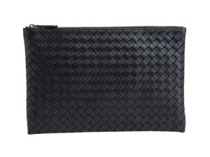 Buy Bottega Veneta Solid Tone Woven Zip-Top Clutch Black at Sasom – Authentic and Ready to Ship