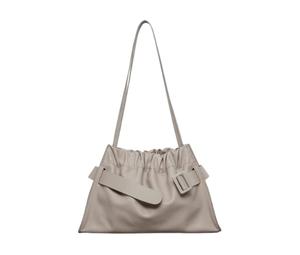 Boyy Scrunchy Satchel In Calfskin Leather With Metal and Leather Buckle Soft Gres