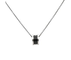Bulgari Save the Children Necklace In Sterling Silver With Black Ceramic Pendant and Sterling Silver Chain