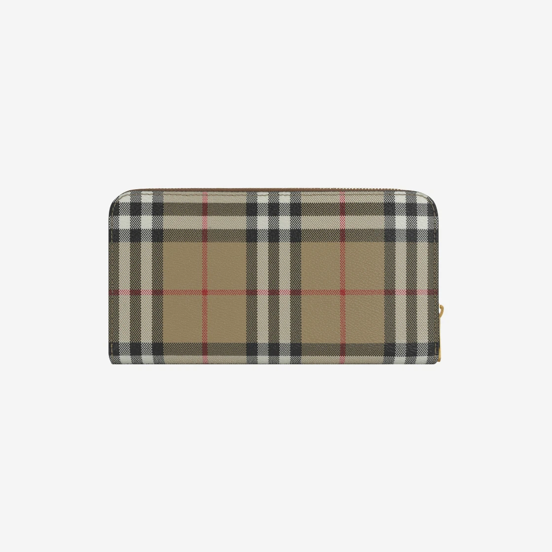 Burberry Check and Leather Ziparound Wallet Archive Beige Birch Brown