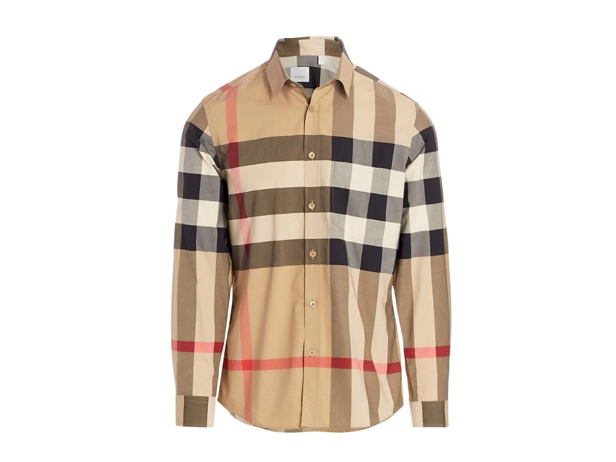 SASOM apparel Burberry Check Stretch Cotton Poplin Shirt Archive Beige Check the latest price now