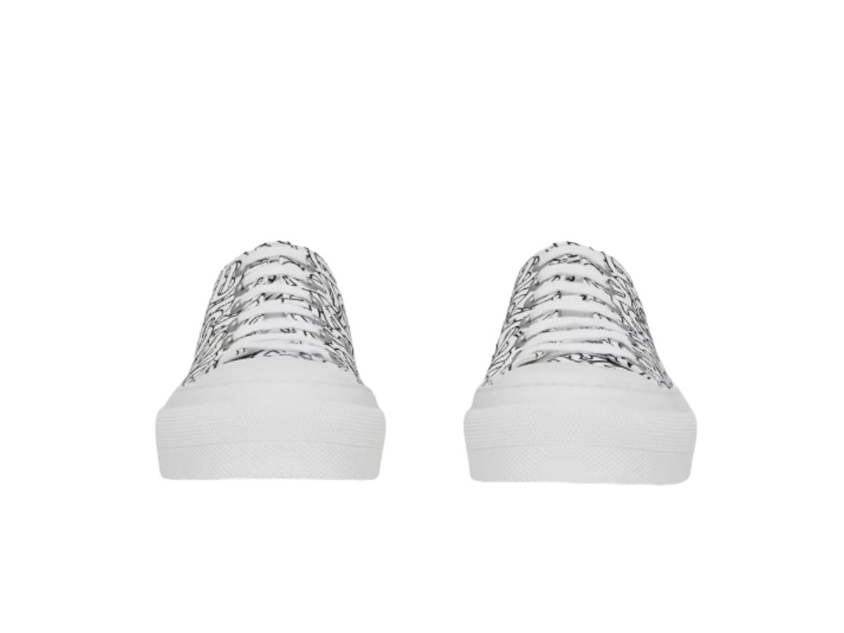 Burberry Monogram Print Cotton Sneakers Optic White | SASOM