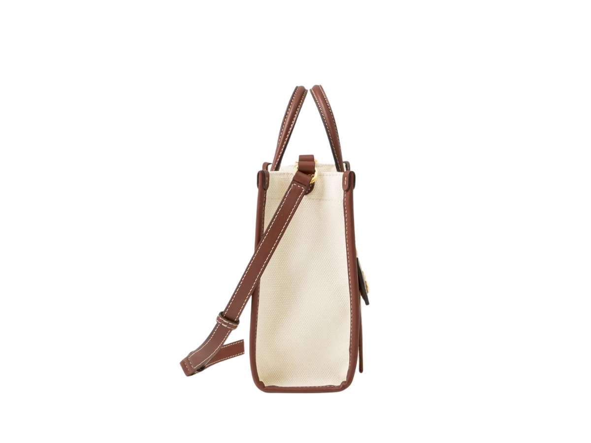 Neutral Freya mini canvas and leather tote bag, Burberry