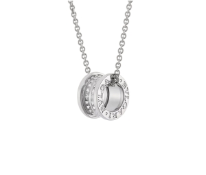 Bvlgari Save The Children Necklace In Sterling Silver With Circular Pendant Rock and Chain