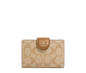 Buy Coach Medium Corner Zip Wallet In Signature Canvas Light Khaki Light Saddle at Sasom – Authentic and Ready to Ship