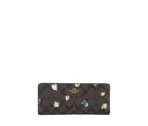Buy Coach Slim Wallet In Signature Canvas With Vintage Mini Rose Print Brown Black at Sasom – Authentic and Ready to Ship