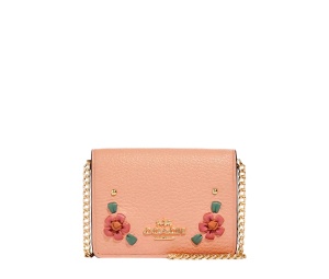 Buy Coach Mini Wallet On A Chain With Floral Whipstitch Gold Faded Blush at Sasom – Authentic and Ready to Ship