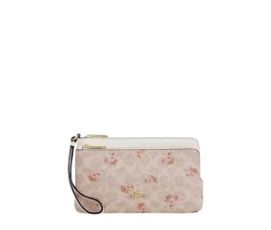 Buy Coach Double Zip Wallet In Signature Canvas Floral Print Sand at Sasom – Authentic and Ready to Ship