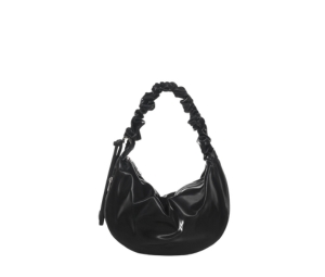 Carlyn Babe M In Artificial Leather With Silver Hardware Glossy Black