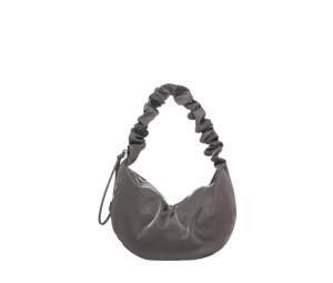 Carlyn Babe M In Artificial Leather With Silver Hardware Glossy Gray