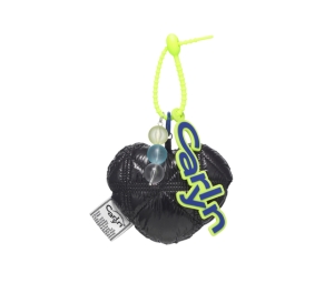 Carlyn Cotton Heart Bag Charm In Nylon-PU Black