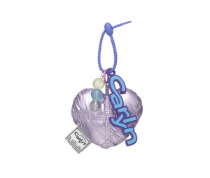 Carlyn Cotton Heart Bag Charm In Nylon-PU Lavender