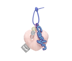 Carlyn Cotton Heart Bag Charm In Nylon-PU Pale Pink