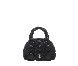 Carlyn Glam In Nylon-PU With Silver Hardware Black