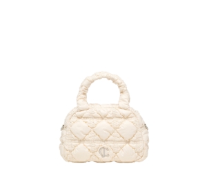 Carlyn Glam In Nylon-PU With Silver Hardware Ivory