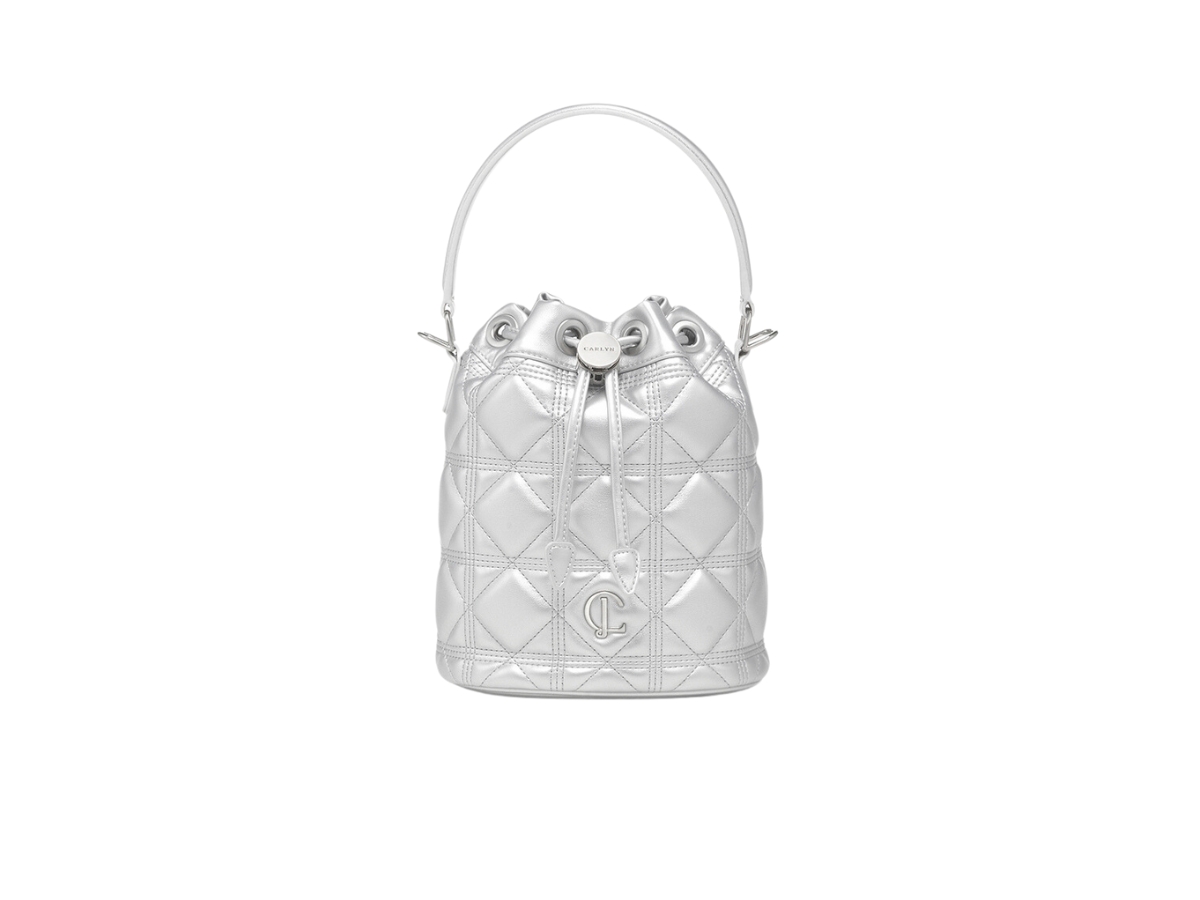 Buy Carlyn Maro Bucket Bag In Cow Leather Silver | SASOM