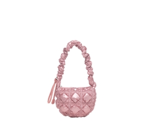 Carlyn Poing In Nylon-PU With Silver Hardware Rose Pink