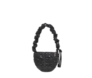 Carlyn Poing In Nylon-PU With Silver Hardware Black