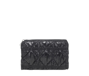 Carlyn Poing Pouch In Nylon-PU With Silver Hardware Black