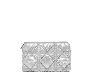 Carlyn Poing Pouch In Nylon-PU With Silver Hardware Silver