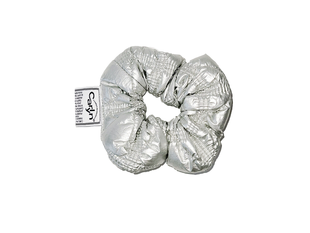 https://d2cva83hdk3bwc.cloudfront.net/carlyn-poing-scrunchie-in-nylon-pu-silver-1.jpg
