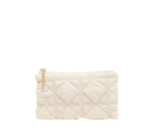 Carlyn Soft Pouch In Nylon With Gold Hardware Ivory