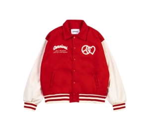 Buy Carnival Love And Peace Varsity Jacket Red at Sasom – Authentic and Ready to Ship