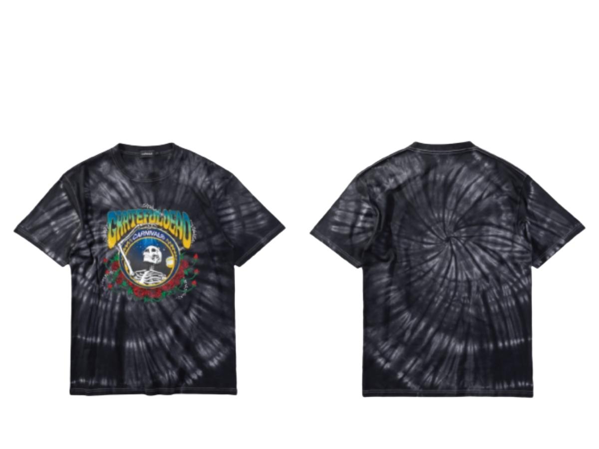 Bioworld Grateful Dead Skull & Roses Black Tie Dye T-Shirt Size: Medium Multicolor
