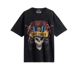 Carnival X Guns N Roses Skull Ovs Washed T-Shirt Black