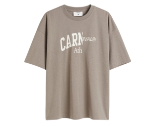 Carnival x H&M Oversized Fit Printed T-Shirt Dark Beige