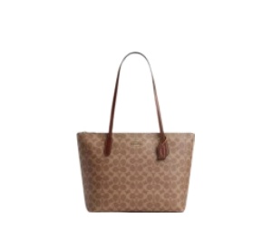Buy Coach Zip Top Tote Bag Tan Brown at Sasom – Authentic and Ready to Ship