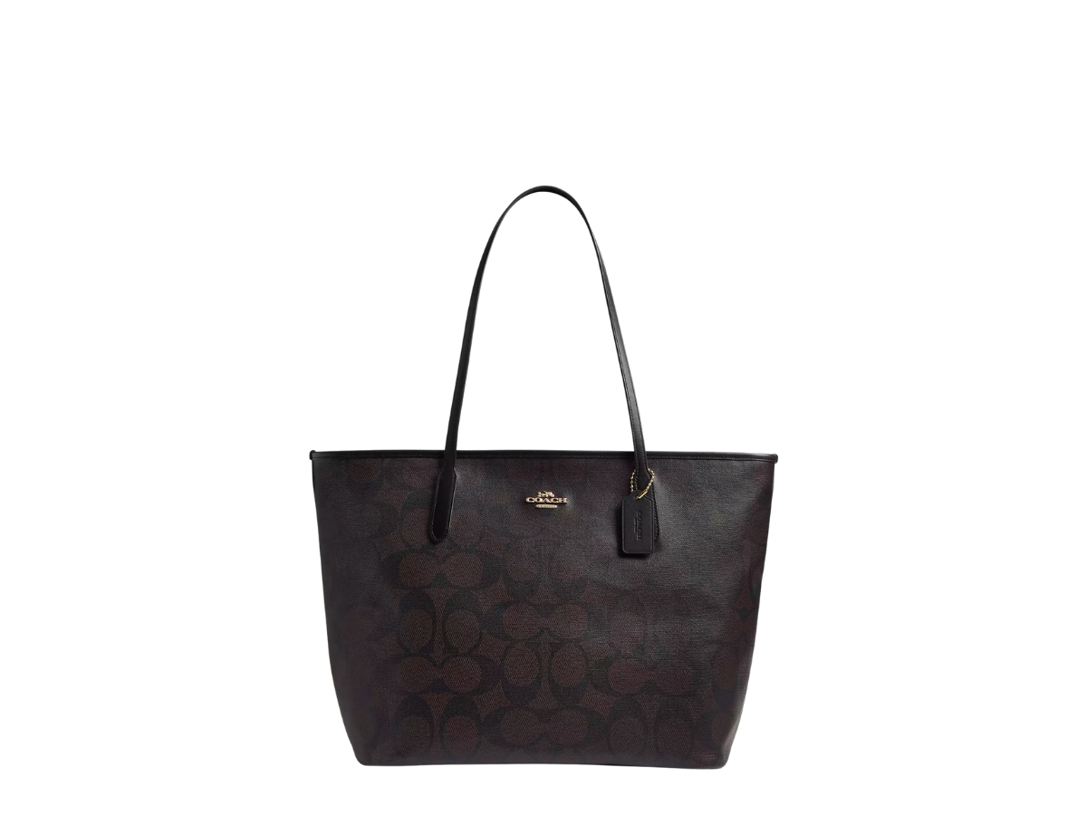 Buy Coach Large City Tote Bag In Maxi Signature Canvas Walnut Black at Sasom – Authentic and Ready to Ship