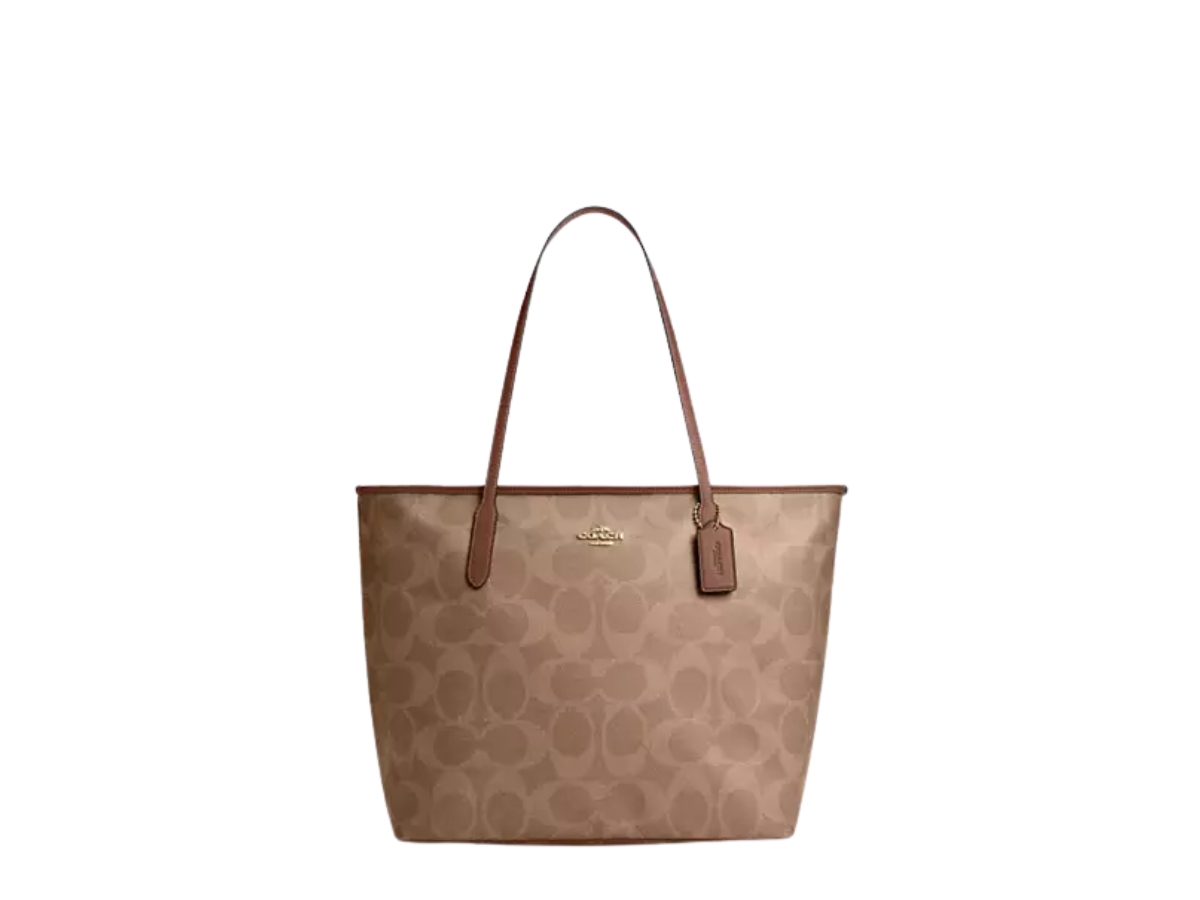 Buy Coach Large City Tote Bag In Maxi Signature Canvas Tan Brown at Sasom – Authentic and Ready to Ship