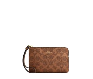 Buy Coach Corner Zip Wristlet In Signature Canvas Brown Copper at Sasom – Authentic and Ready to Ship