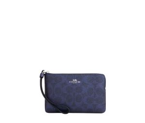 Buy Coach Corner Zip Wristlet In Signature Canvas Blue Navy at Sasom – Authentic and Ready to Ship