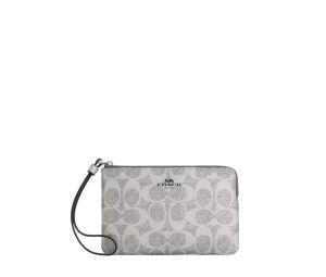 Buy Coach Corner Zip Wristlet In Signature Canvas Grey Silver at Sasom – Authentic and Ready to Ship