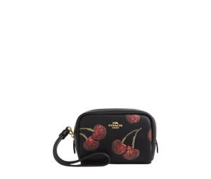 Buy Coach Pouch Wristlet With Cherry Print Black at Sasom – Authentic and Ready to Ship