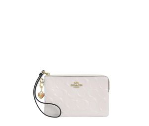 Buy Coach Corner Zip Wristlet In Signature Leather With Heart Charm Chalk at Sasom – Authentic and Ready to Ship
