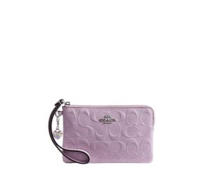 Buy Coach Corner Zip Wristlet In Signature Leather With Heart Charm Light Violet at Sasom – Authentic and Ready to Ship
