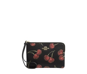 Buy Coach Corner Zip Wristlet With Cherry Print Black at Sasom – Authentic and Ready to Ship
