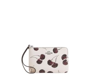 Buy Coach Corner Zip Wristlet With Cherry Print Chalk at Sasom – Authentic and Ready to Ship