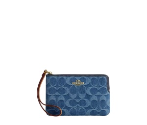 Buy Coach Corner Zip Wristlet In Signature Denim Indigo at Sasom – Authentic and Ready to Ship