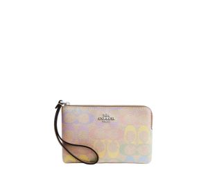 Buy Coach Corner Zip Wristlet In Rainbow Signature Canvas Sand at Sasom – Authentic and Ready to Ship