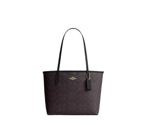 Buy Coach Medium City Tote Bag In Signature Canvas Walnut  Black at Sasom – Authentic and Ready to Ship